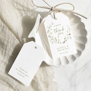 Sage Green Wildflower Rustic Boho thank you favour Gift Tags
