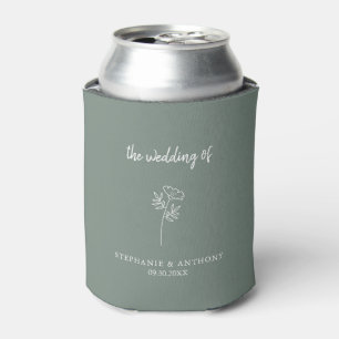 Sage Green Wildflower Wedding Can Cooler
