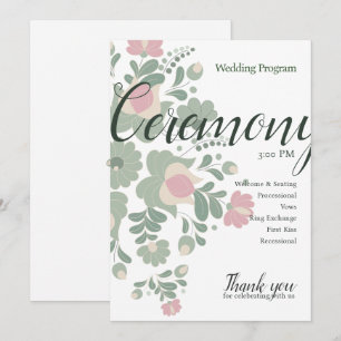 Sage Green Wildflower Wedding Design Flat Program