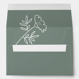 Sage Green Wildflower Wedding  Envelope