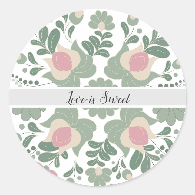 Sage Green Wildflower Wedding Favor Sticker (Front)