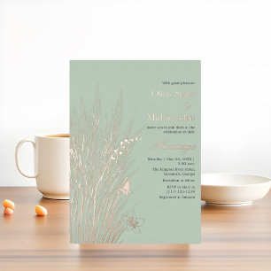 Sage green wildflower Wedding Invitation
