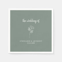 Sage Green Wildflower Wedding Napkins