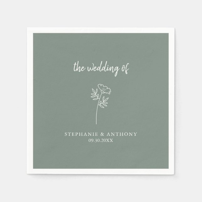 Sage Green Wildflower Wedding Napkins (Front)