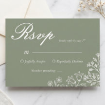 Sage Green Wildflower Wedding RSVP Card