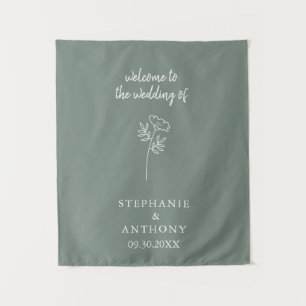 Sage Green Wildflower Wedding  Tapestry
