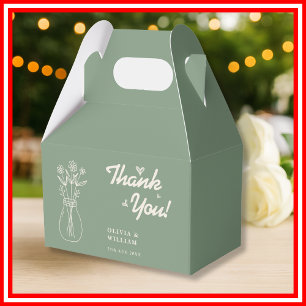Sage Green Wildflower Wedding Thank You Favour Box