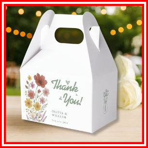 Sage Green Wildflower Wedding Thank You Favour Box