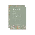 Sage Green Wildflowers Boho Save the Date