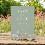 Sage Green Wildflowers Boho Save the Date<br><div class="desc">This elegant boho save the date minimalist wildflower invitation is the perfect way to announce your upcoming nuptials in a stylish and affordable way. The invitation features a simple design with a wildflower and a modern font. The invitation is customisable with your own text and details, making it the perfect...</div>