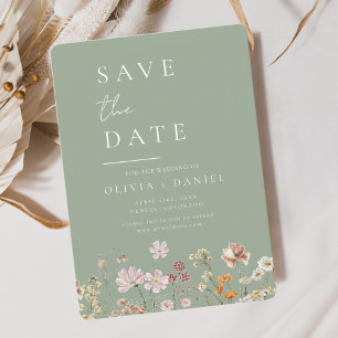 Sage Green Wildflowers Boho Save the Date