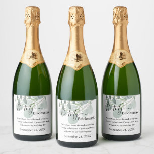 Sage Green Will You Be My Bridesmaid Sparkling Wine Label