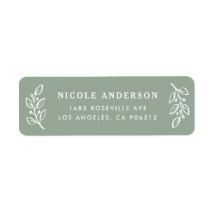 Sage Green Winter Holly Branch and Berry Christmas Return Address Label