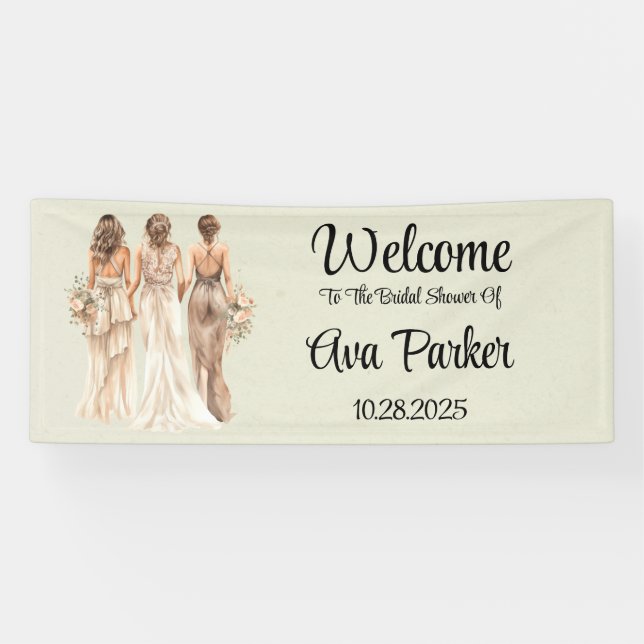 Sage Green with Bridesmaids Bridal Shower Welcome Banner (Horizontal)