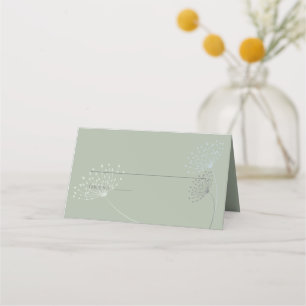 Sage Green With Simple Doodle Flowers Place Card