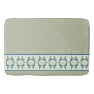 Sage Green With Teal Blue Bath Mat