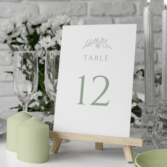 Sage Green  Wldflower Wedding Table Number (Creator Uploaded)