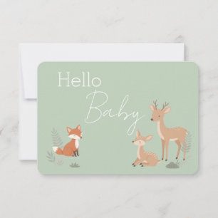Sage Green Woodland Animal Baby Shower Invitation