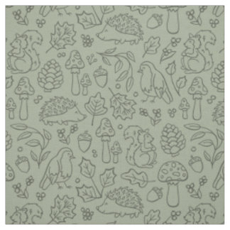 Sage Green Woodland Animals Kids Fall Forest Fabric