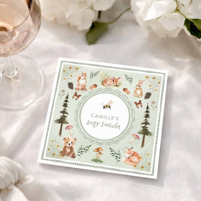 Sage Green Woodland Baby Shower Napkins (Sage Green Woodland Baby Shower Napkins)