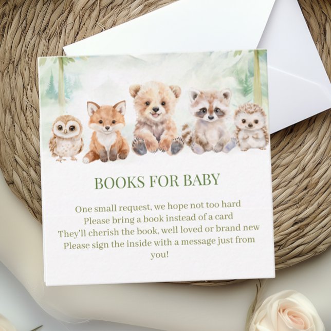 Sage Green Woodland Books for Baby Shower Card (Creator Uploaded)