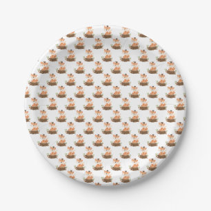 Sage Green Woodland Fox Eucalyptus Paper Plate