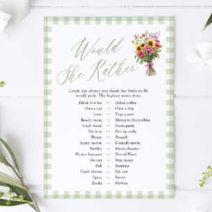 Sage Green Would She Rather Bridal Shower Game Invitation