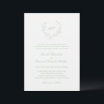 Sage Green Wreath Monogram QR Code Elegant Wedding Invitation<br><div class="desc">Elegant wedding invitation featuring a clean and timeless design with your monogram inside of a wreath crest.  Use the template to generate a QR code.</div>