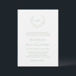 Sage Green Wreath Monogram QR Code Elegant Wedding Invitation<br><div class="desc">Elegant wedding invitation featuring a clean and timeless design with your monogram inside of a wreath crest.  Use the template to generate a QR code.</div>