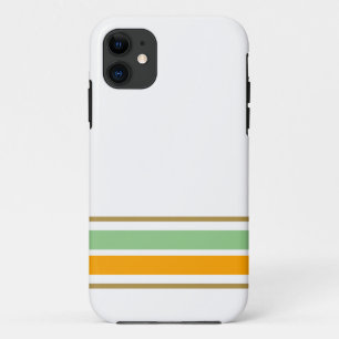 Sage Green Yellow Edge Racing Stripes On White iPhone 11 Case