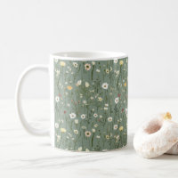 Sage Green Yellow White Boho Wildflowers Floral