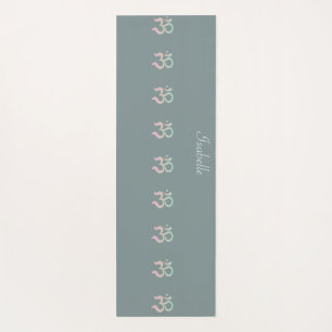 Sage Green Zen Om Pastel Custom Name Yoga Mat