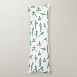 Sage Green Zen Yoga Poses Minimalist Pattern Body Cushion