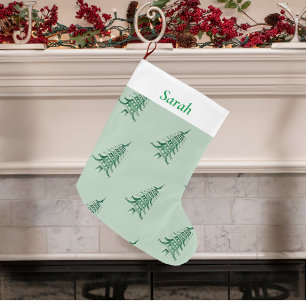 Sage greenChristmas Pagoda Tree pattern Large Christmas Stocking