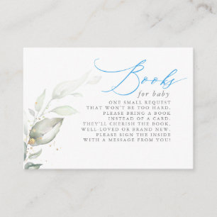 Sage Greenery and Blue Typography Books For Baby Enclosure Card