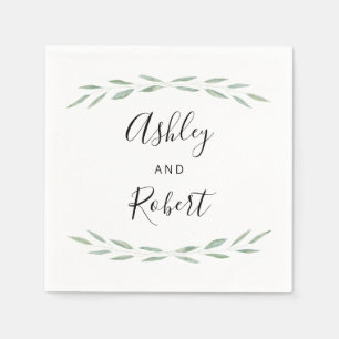 Sage Greenery Botanical Napkin, Wedding Reception Napkin