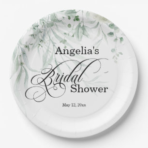Sage Greenery Bridal Shower Paper Plate
