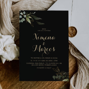Sage Greenery Eucalyptus Gold Boda Wedding    Invitation