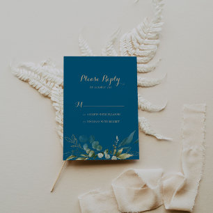 Sage Greenery Eucalyptus Gold Calligraphy RSVP Card