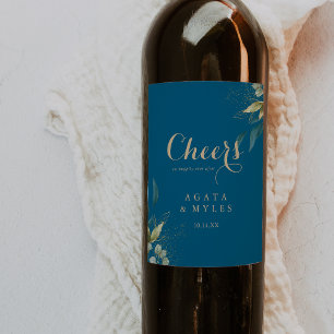 Sage Greenery Eucalyptus Gold Cheers Wedding Wine Label