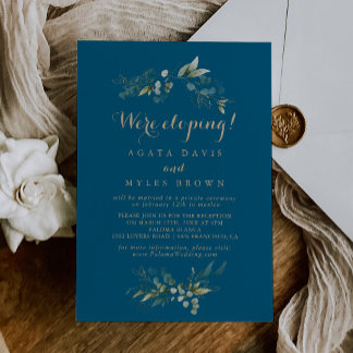 Sage Greenery Eucalyptus Gold Elopement Reception Invitation