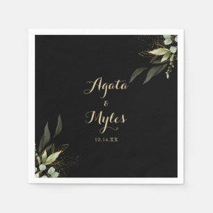 Sage Greenery Eucalyptus Gold Wedding Napkin