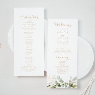 Sage Greenery Eucalyptus Gold Wedding Program