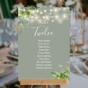 Sage Greenery Floral Seating Plan Table Number