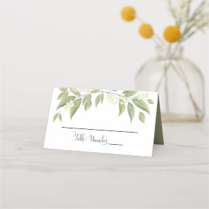 Sage Greenery Foliage Wedding Elegant Table Number Place Card