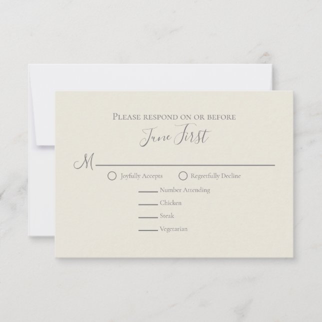 Sage Greenery Foliage Wedding Meal Choice RSVP Card (Front)