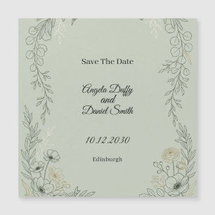 Sage Greenery Save The Date Magnetic Card