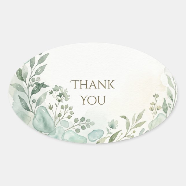 Sage Greenery Thank You Sticker (Front)