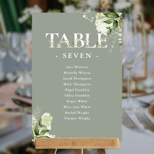 Sage Greenery Typography Seating Plan Table Number