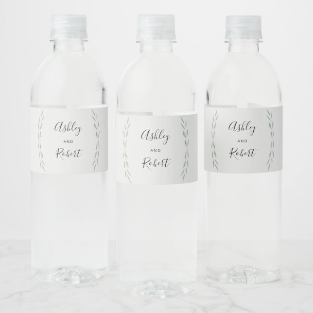 Sage Greenery Water Bottle Label, Wedding  Label (Bottles)